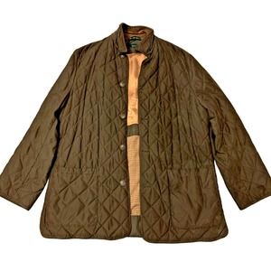 VTG Ralph Lauren Quilted Jacket Button Closure Mens L Classic Houndstooth Lining